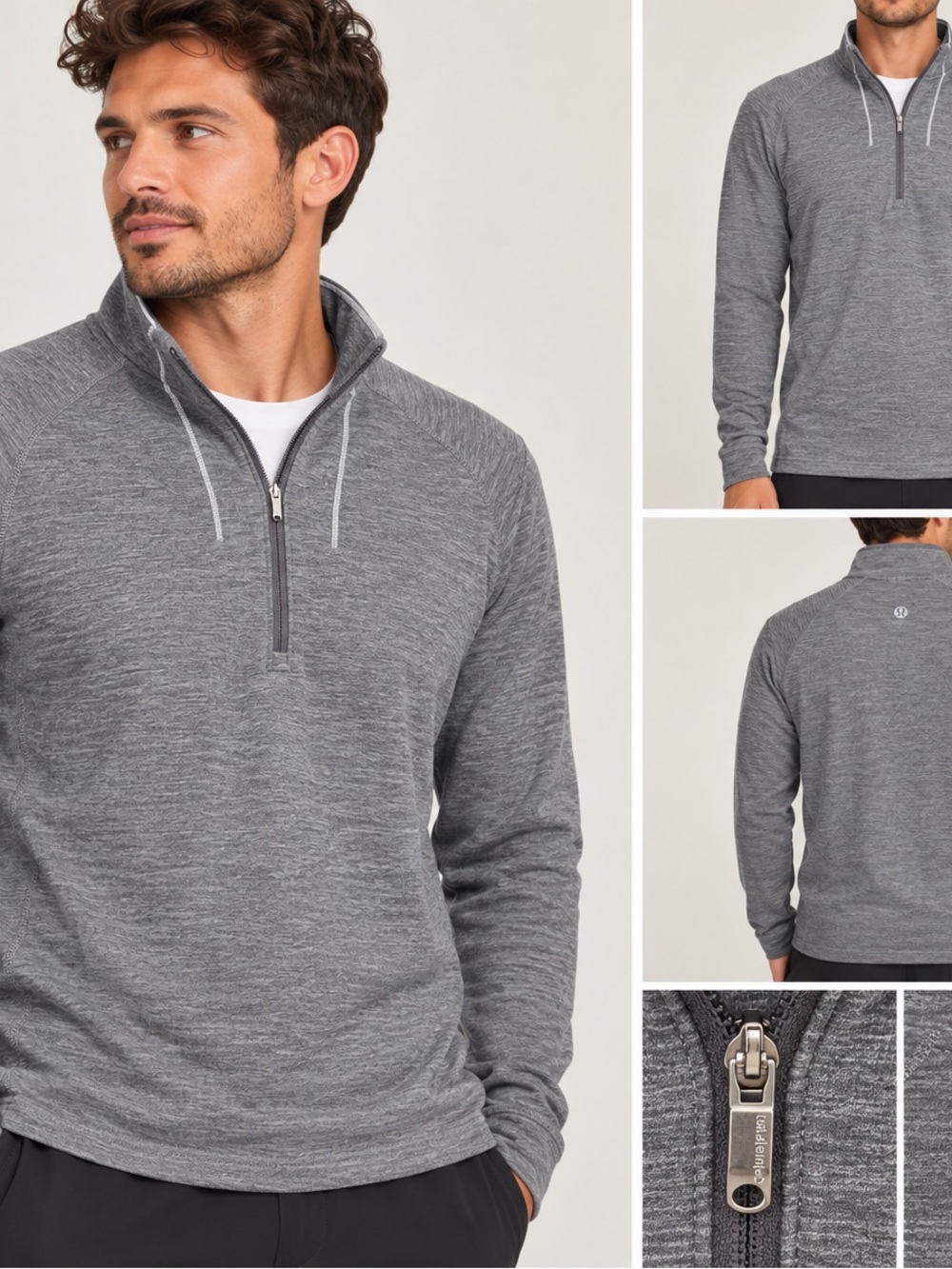 Lululemon Men’s Medium Gray Heather Quarter Zip Pullover Long Sleeve